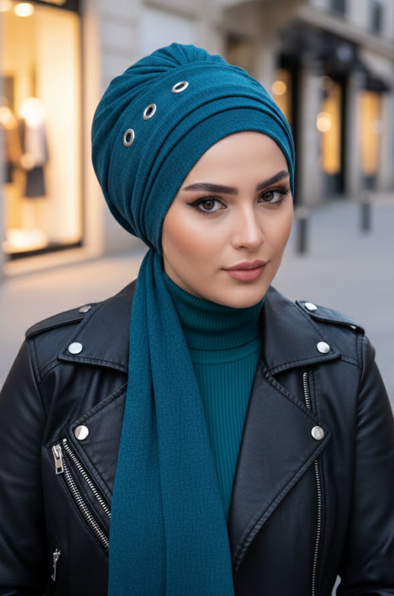 Lacivert Bordo Etnik Desenli Atkılı Bone