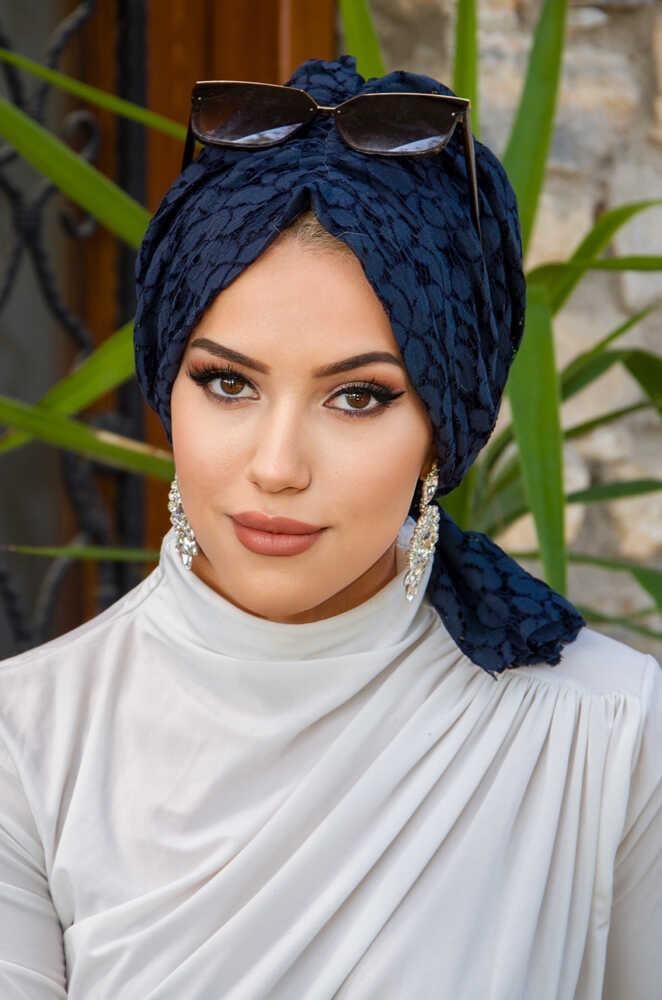 Lacivert Dantel Tokalı Bone