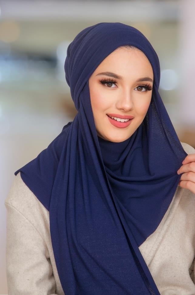 Lacivert Kelebek Bone Şal