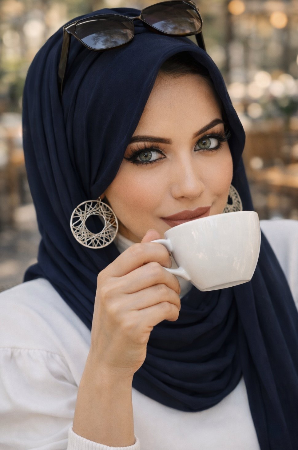 Lacivert  Şapkalı Şal