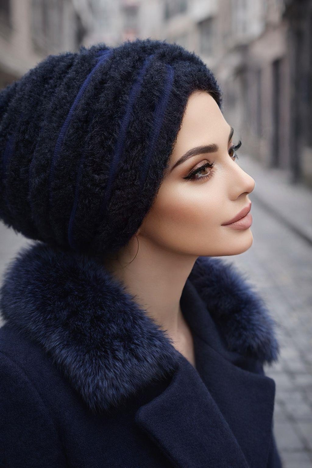 Lacivert Siyah Çizgili Yumoş Büzgülü Salaş Bone