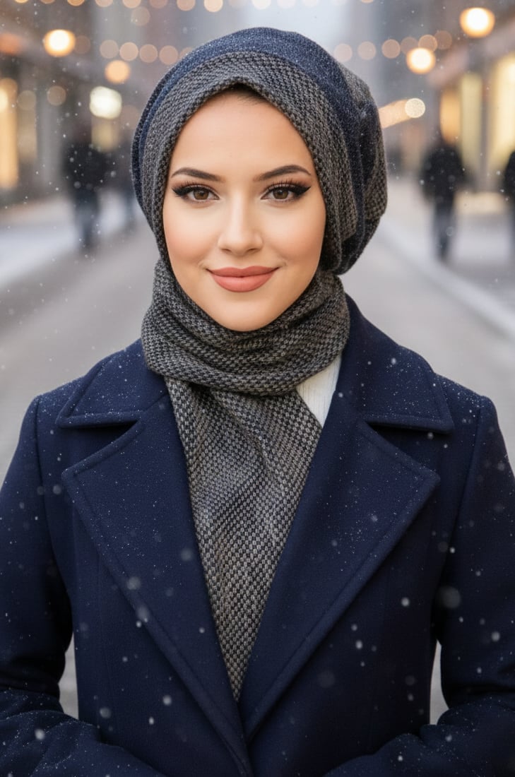 Lacivert Vizon Garnili Tesettür Bere