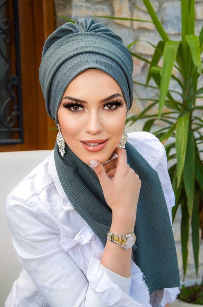 Nefti Yeşil Krınkıl Atkılı Bone