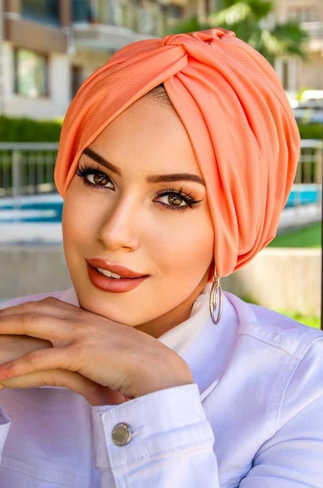 Neon Turuncu Hazır Burgu Düğüm Bone