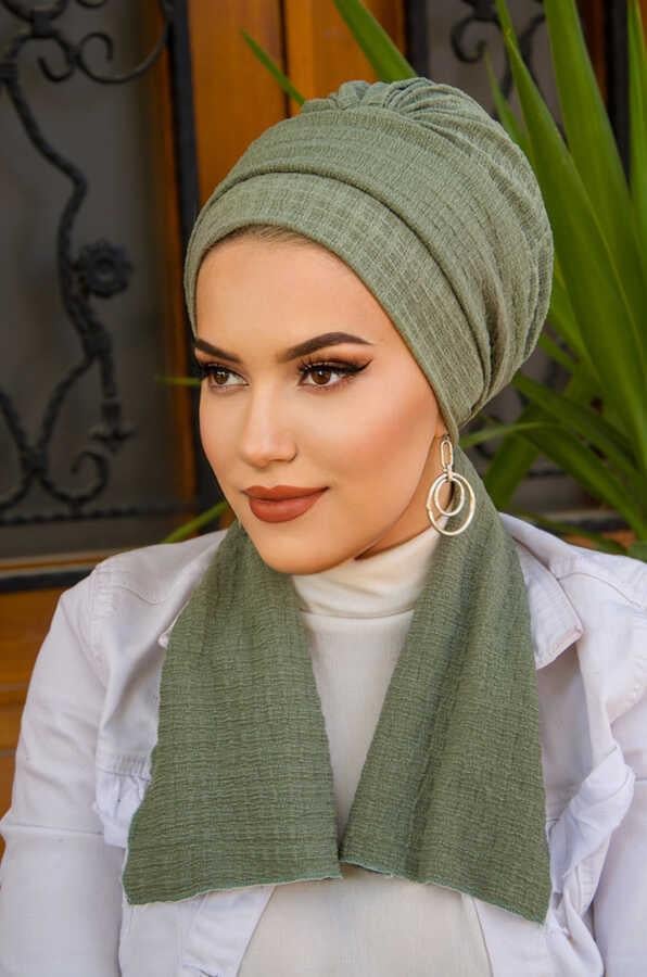 Pastel Yeşil Atkılı Bone