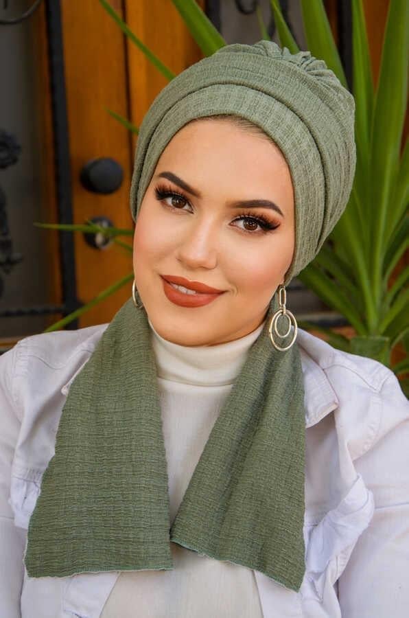 Pastel Yeşil Atkılı Bone