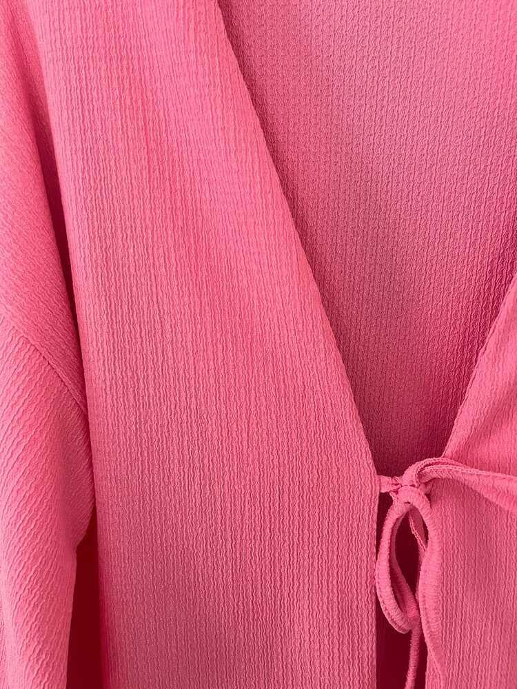 Pembe Önü Bağlamalı Kimono Tunik