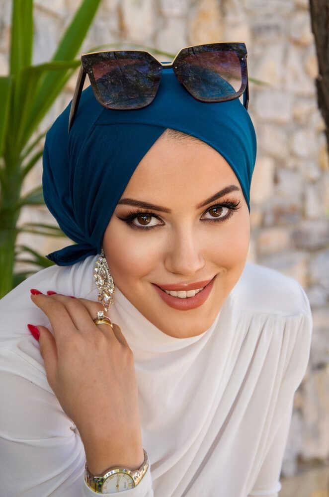 Petrol Mavi Hazır Çapraz Deniz - Havuz Deniz Bonesi