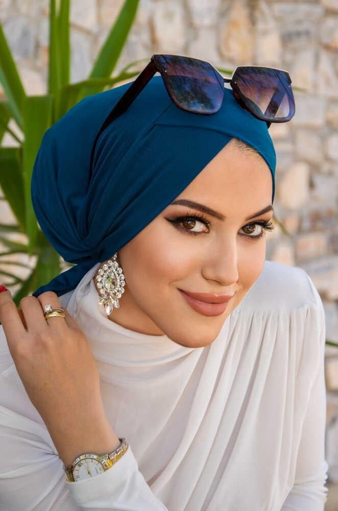 Petrol Mavi Hazır Çapraz Deniz - Havuz Deniz Bonesi