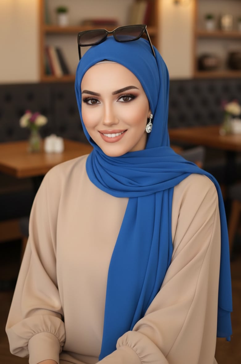 Petrol Mavi Kelebek Bone Şal