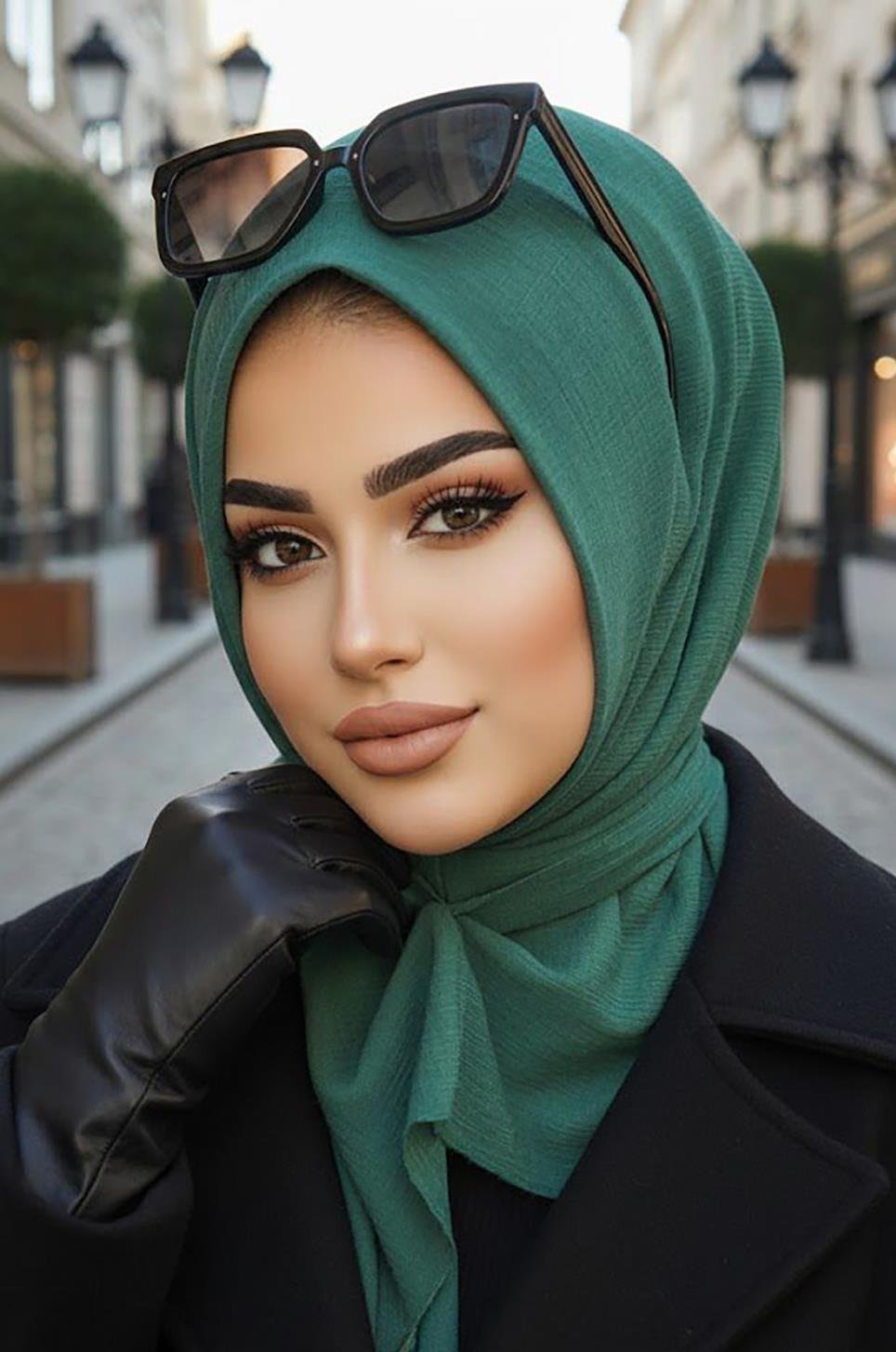 Petrol Yeşili Köpük Hazır Eşarp