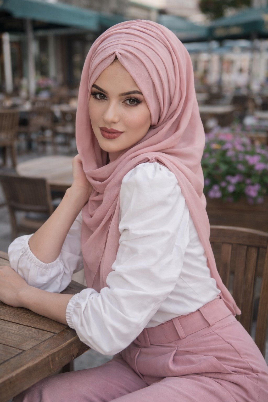 Pudra Büzgülü Hazır Şal