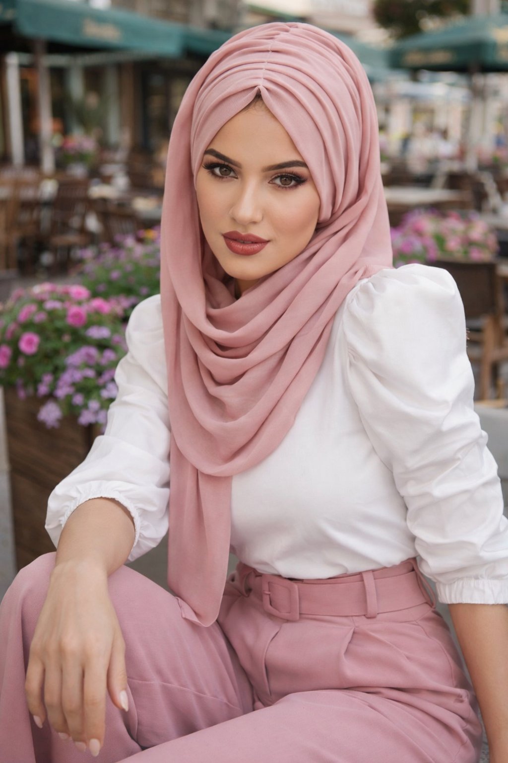 Pudra Büzgülü Hazır Şal