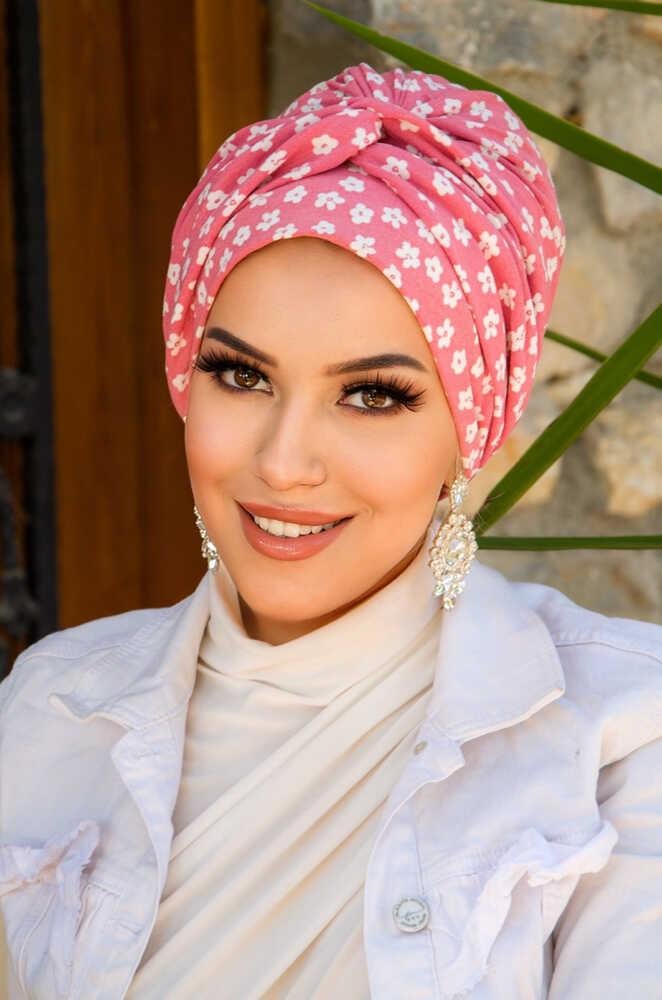 Pudra Çiçek Desen Burgu Detaylı Bone