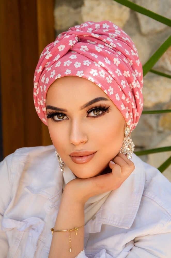 Pudra Çiçek Desen Burgu Detaylı Bone