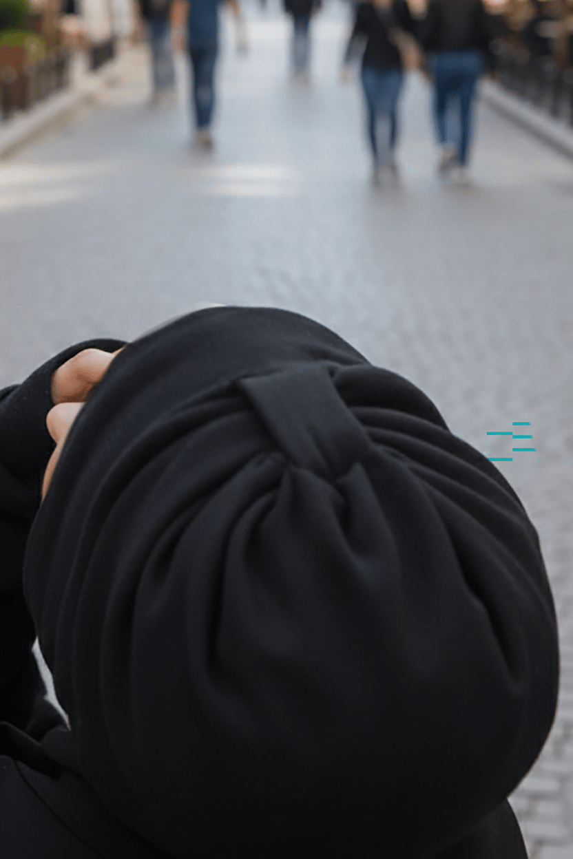 Pudra Desen Fularlı Şapka Bone