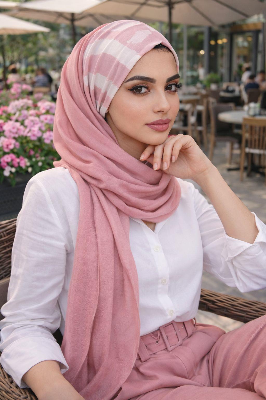 Pudra Desenli Bone Hazır Şal