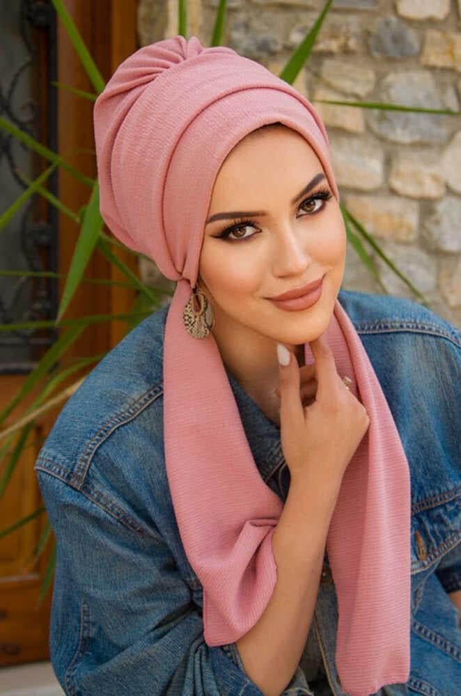 Pudra Krınkıl Atkılı Tesettür Bone