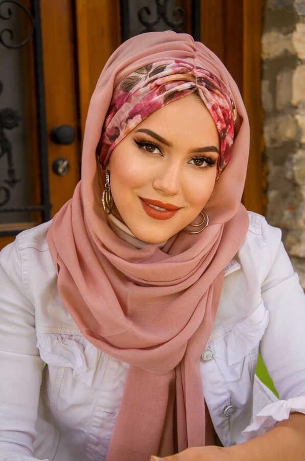 Pudra Şebboy Çiçek Desen Hazır Şal