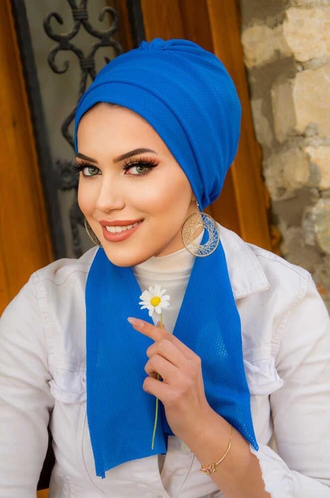 Saks Mavi Atkılı Bone