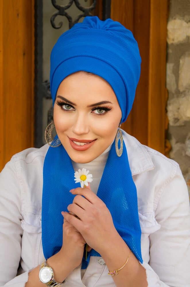 Saks Mavi Atkılı Bone