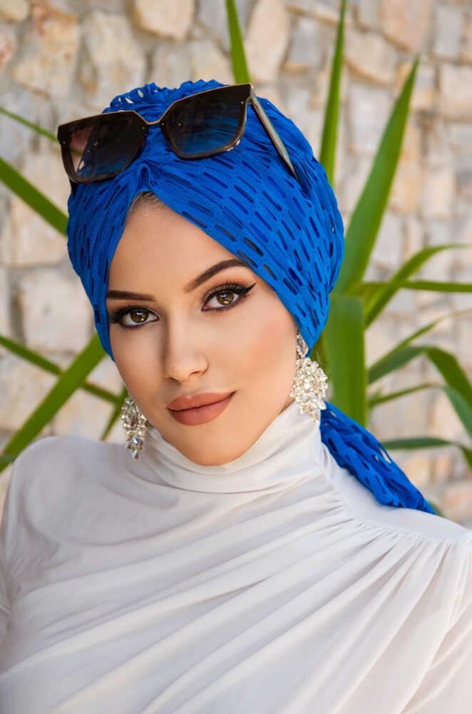 Saks Mavi Dantel Tokalı Bone