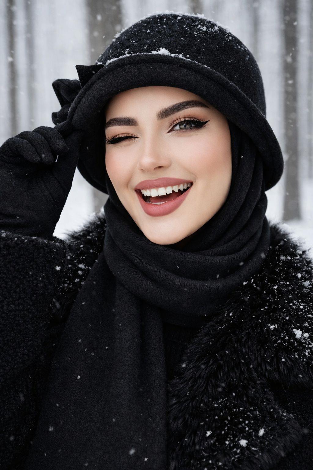 Siyah Aksesuarlı Atkılı Vintage Şapka