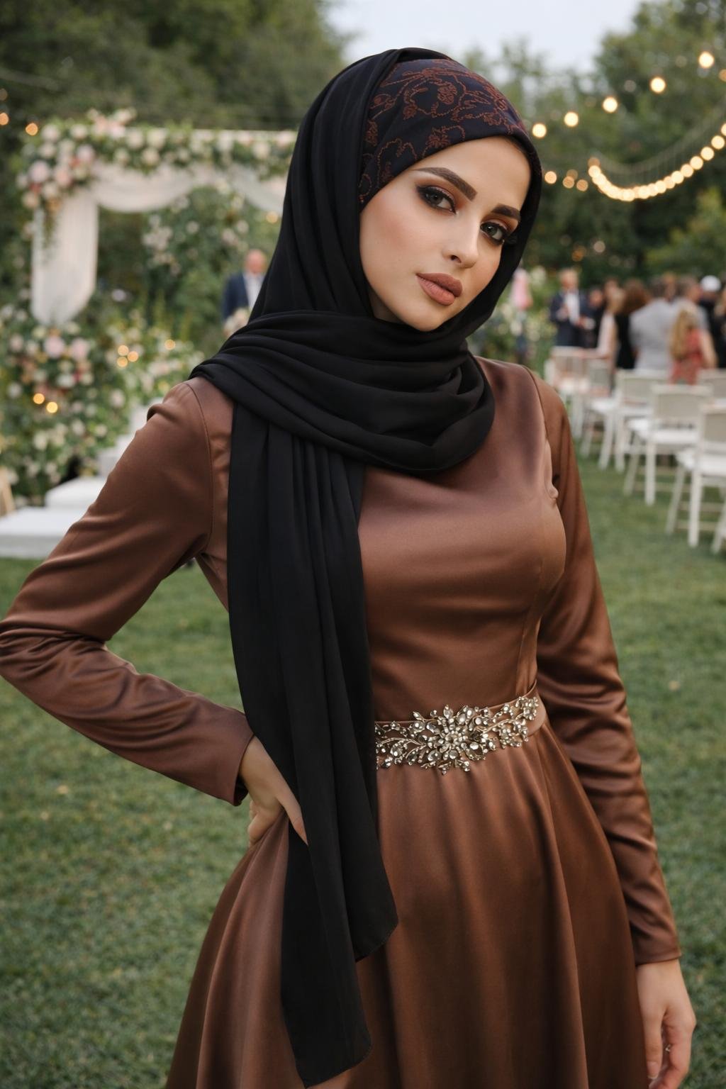 Siyah Bakır Işıltılı Hazır Bandana Şal