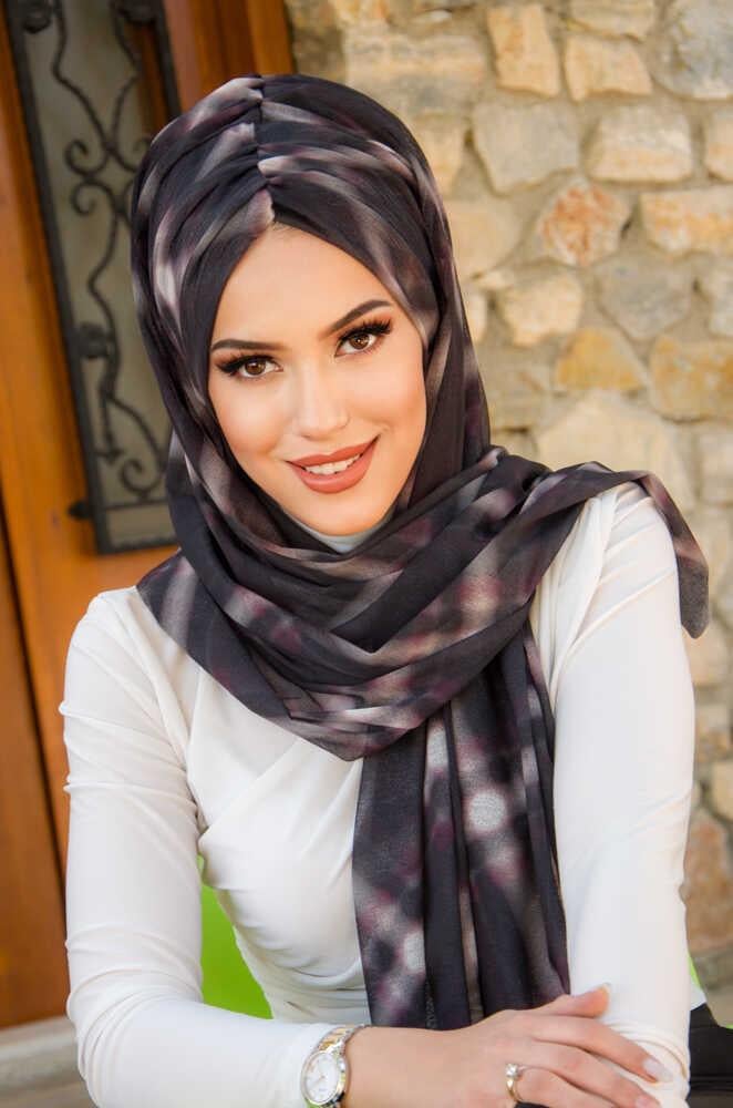 Siyah Batik Desen Hazır Şal