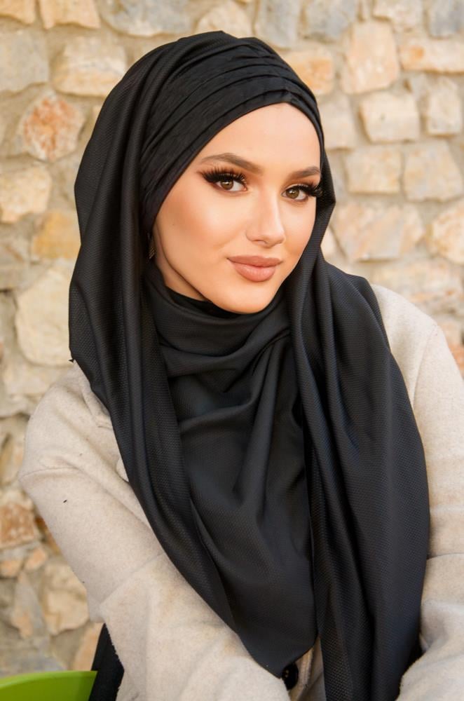 Siyah Büzgülü Hazır Şal