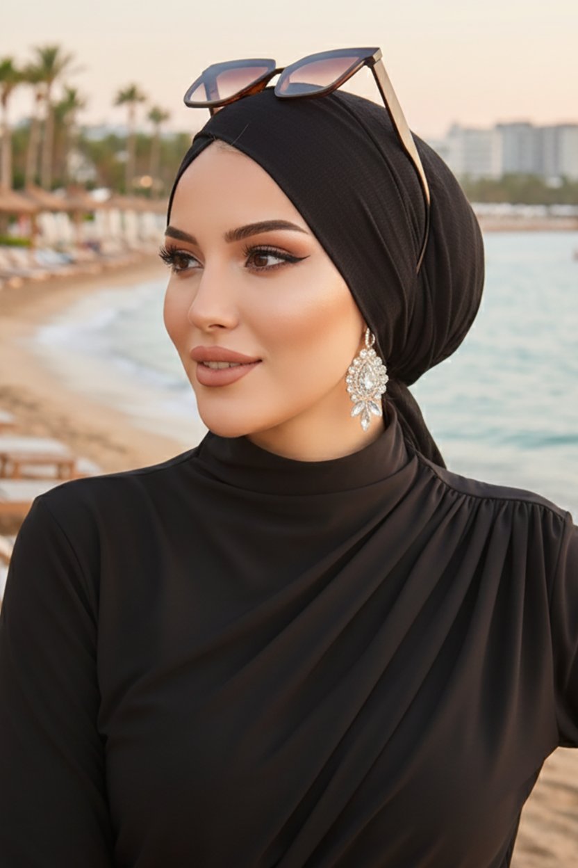 Siyah Çapraz Deniz - Havuz Bonesi