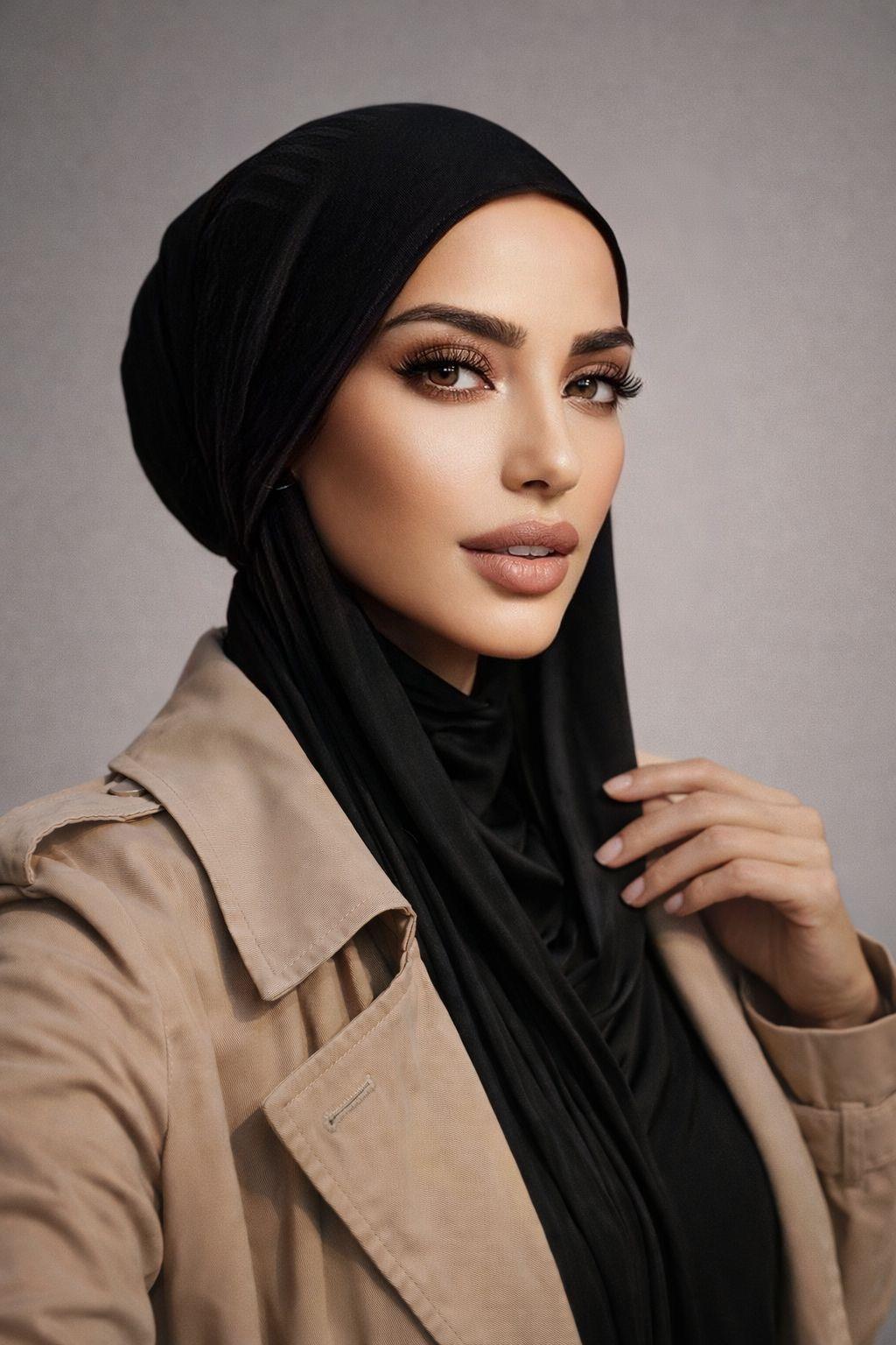 Siyah Çizgili Kelebek Model Büzgülü Bone Şal