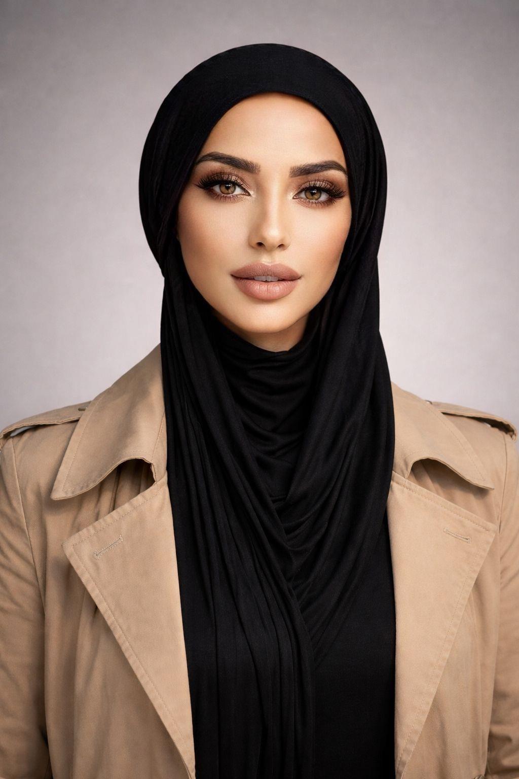 Siyah Çizgili Kelebek Model Büzgülü Bone Şal