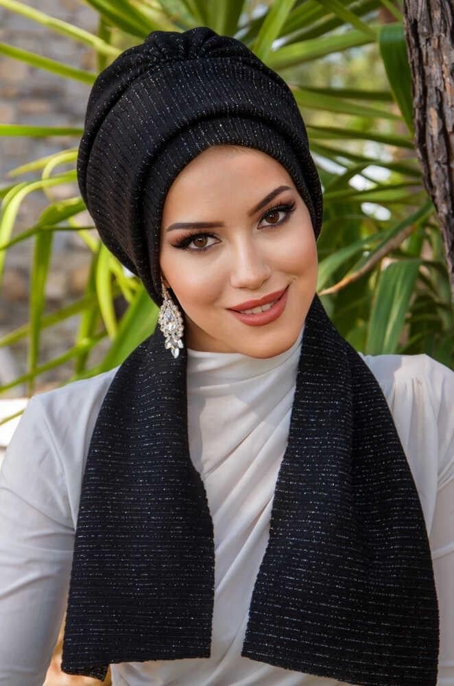 Siyah Fitilli Atkılı Bone