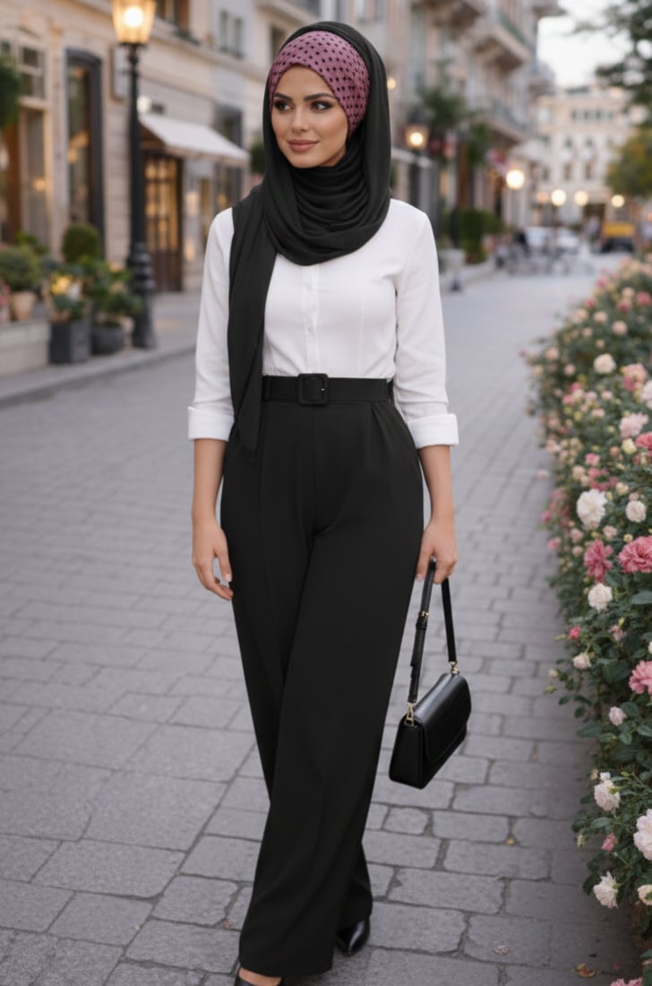 Siyah Gülkurusu Puantiye Bandana Şal