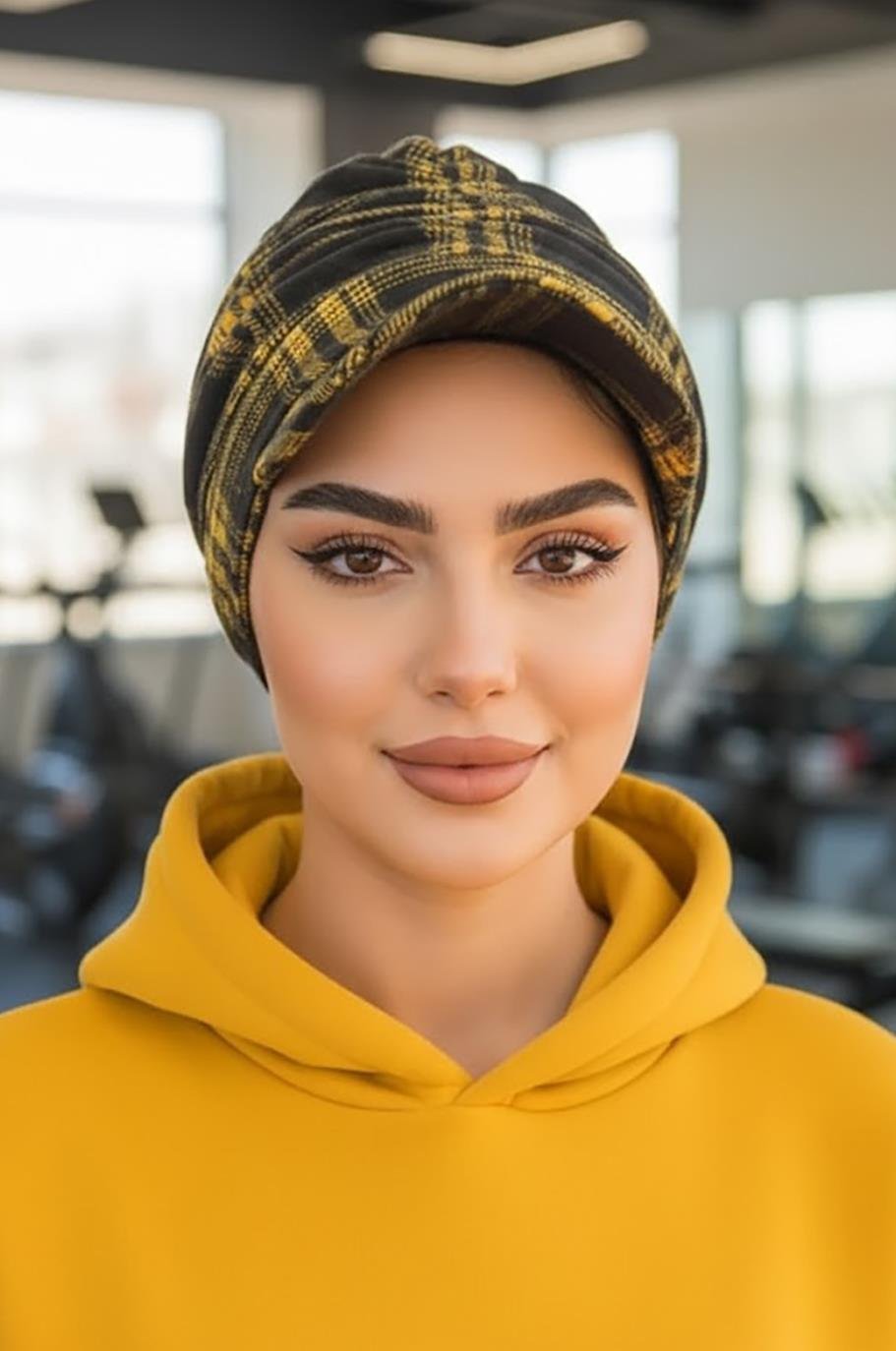 Siyah Hardal Ekose Desen Tesettür Şapka