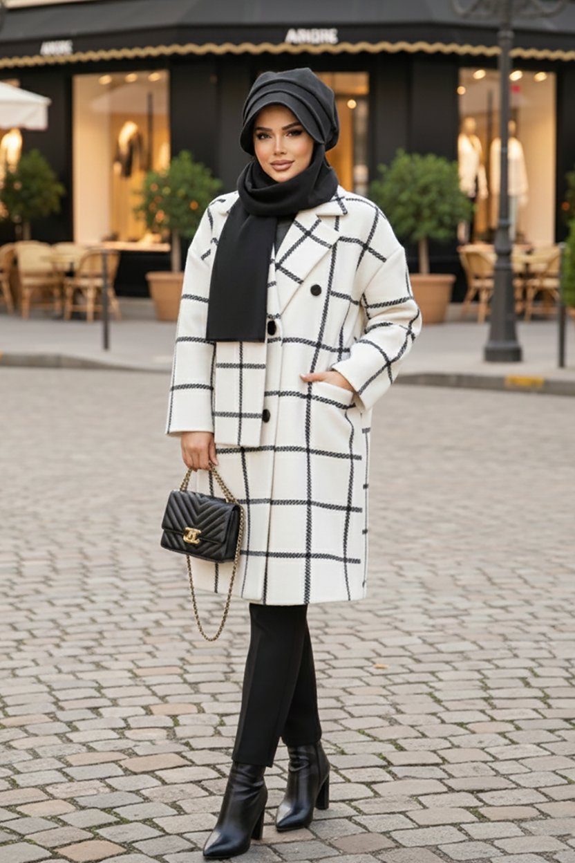 Siyah Kaşe Tesettür Şapka