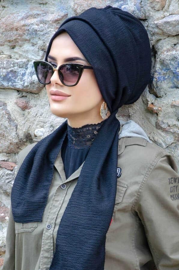Siyah Krinkıl Atkılı Bone