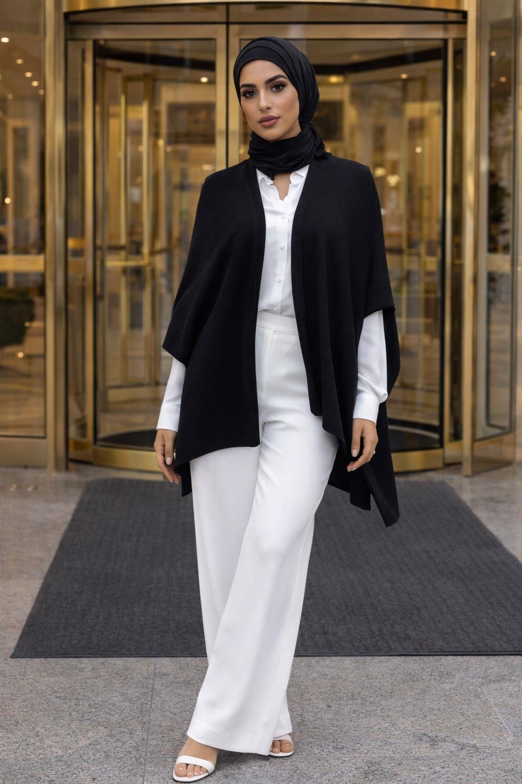 Siyah Kürklü Kelebek Bone Şal