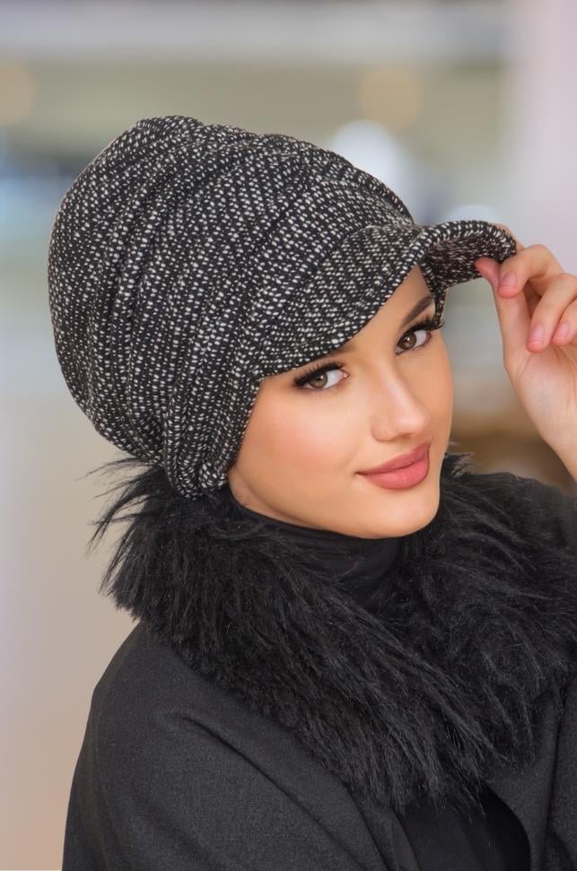Siyah Melanj Tesettür Şapka