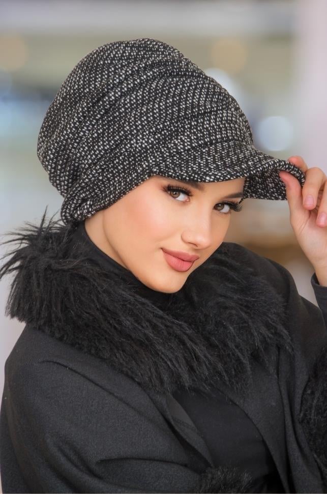 Siyah Melanj Tesettür Şapka