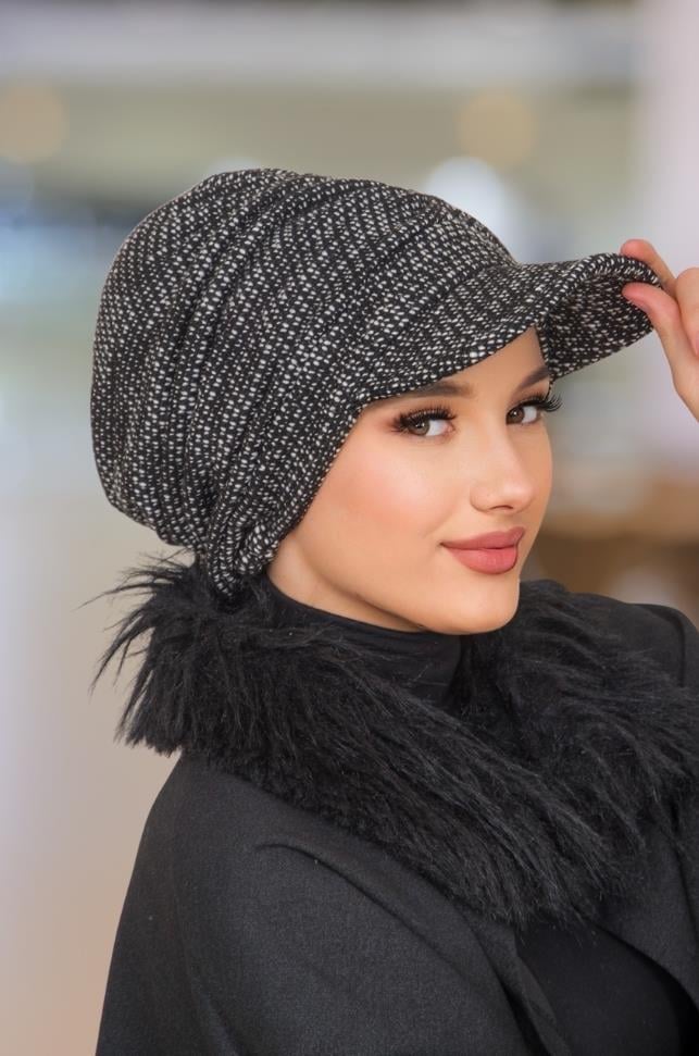 Siyah Melanj Tesettür Şapka