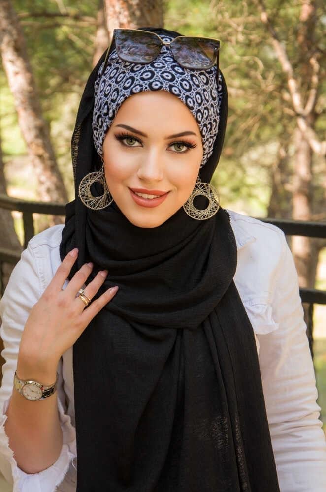 Siyah Puan Dantel Bone Hazır Şal