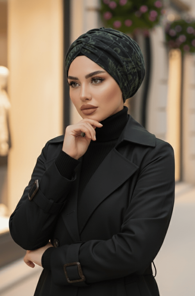 Siyah Puanlı Büzgülü Bone