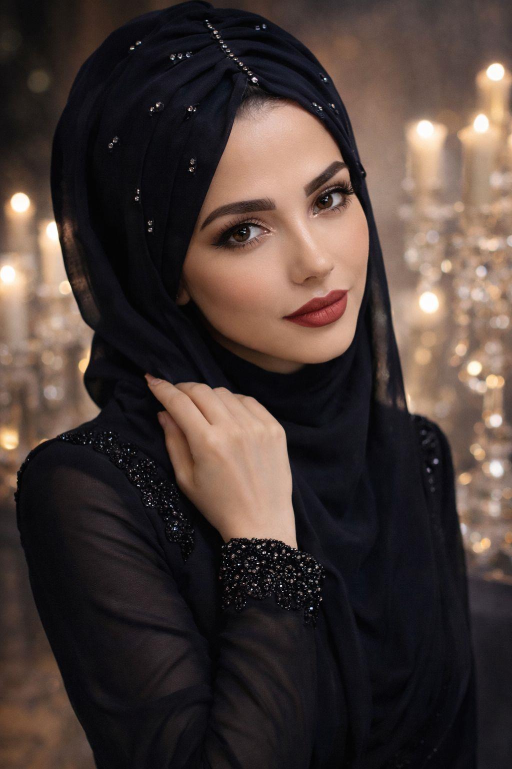 Siyah Simli Abiye Şal