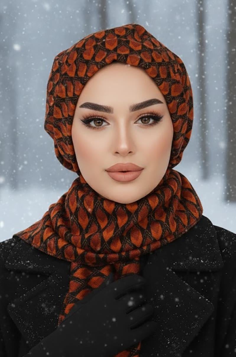 Siyah Taba Desenli Tesettür Bere