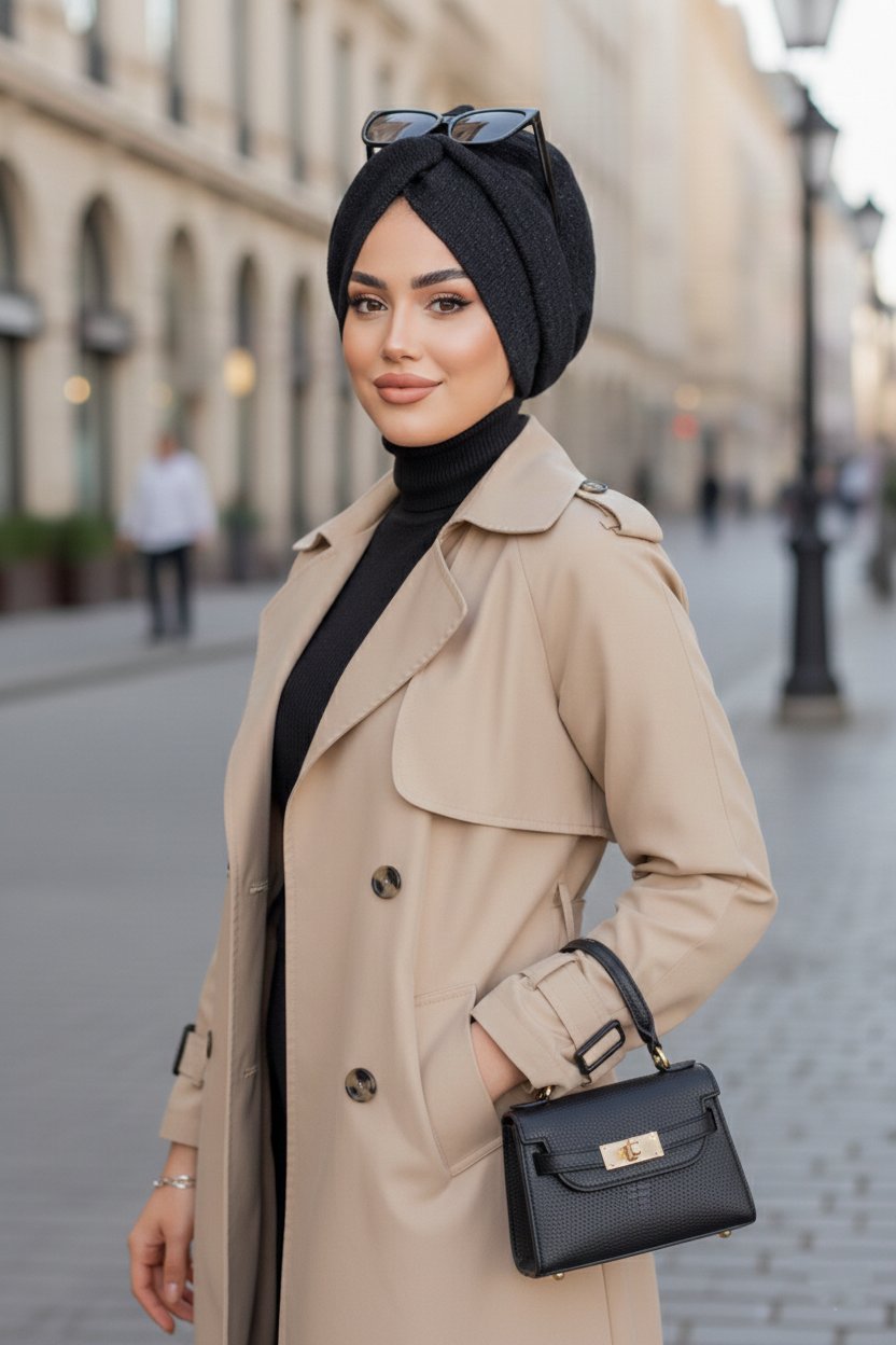 Siyah Triko Kışlık Burgu Bone