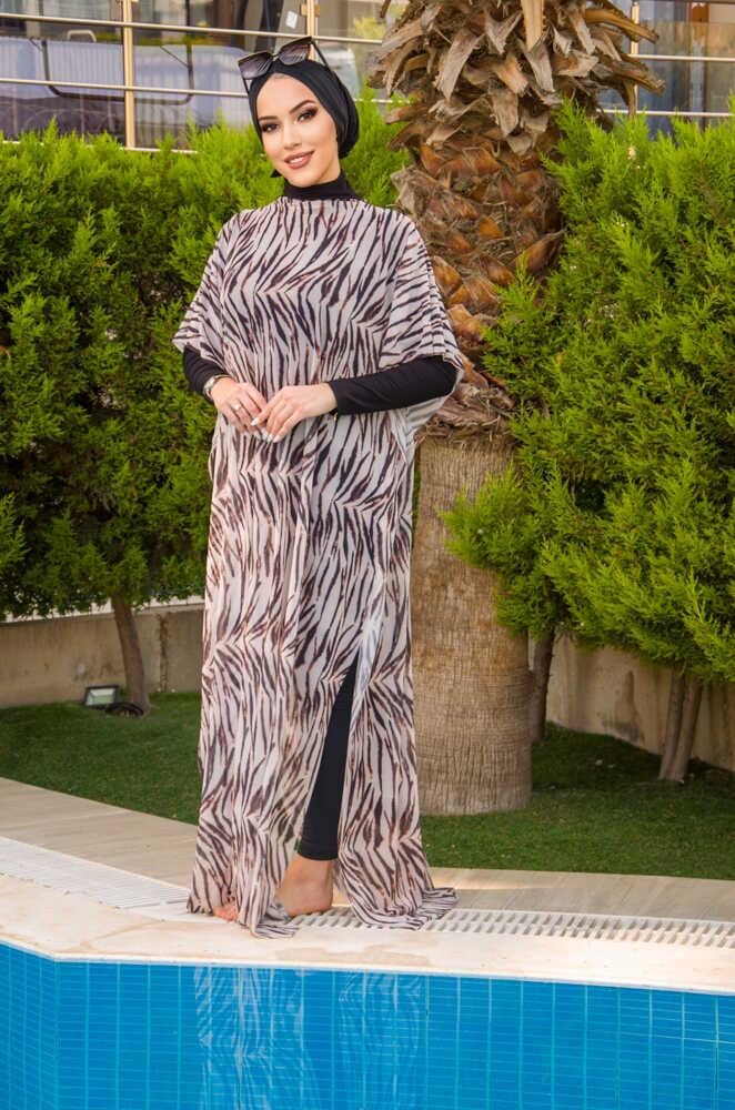 Siyah Zebra Tesettür Pareo