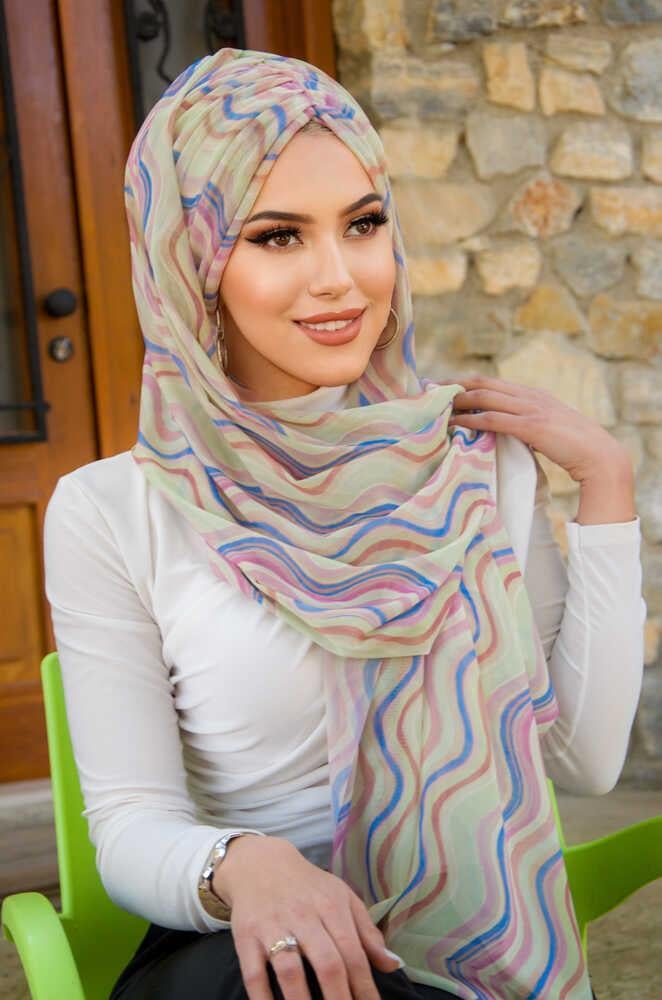 Soft Tonlamalı Geometrik Desen Hazır Şal