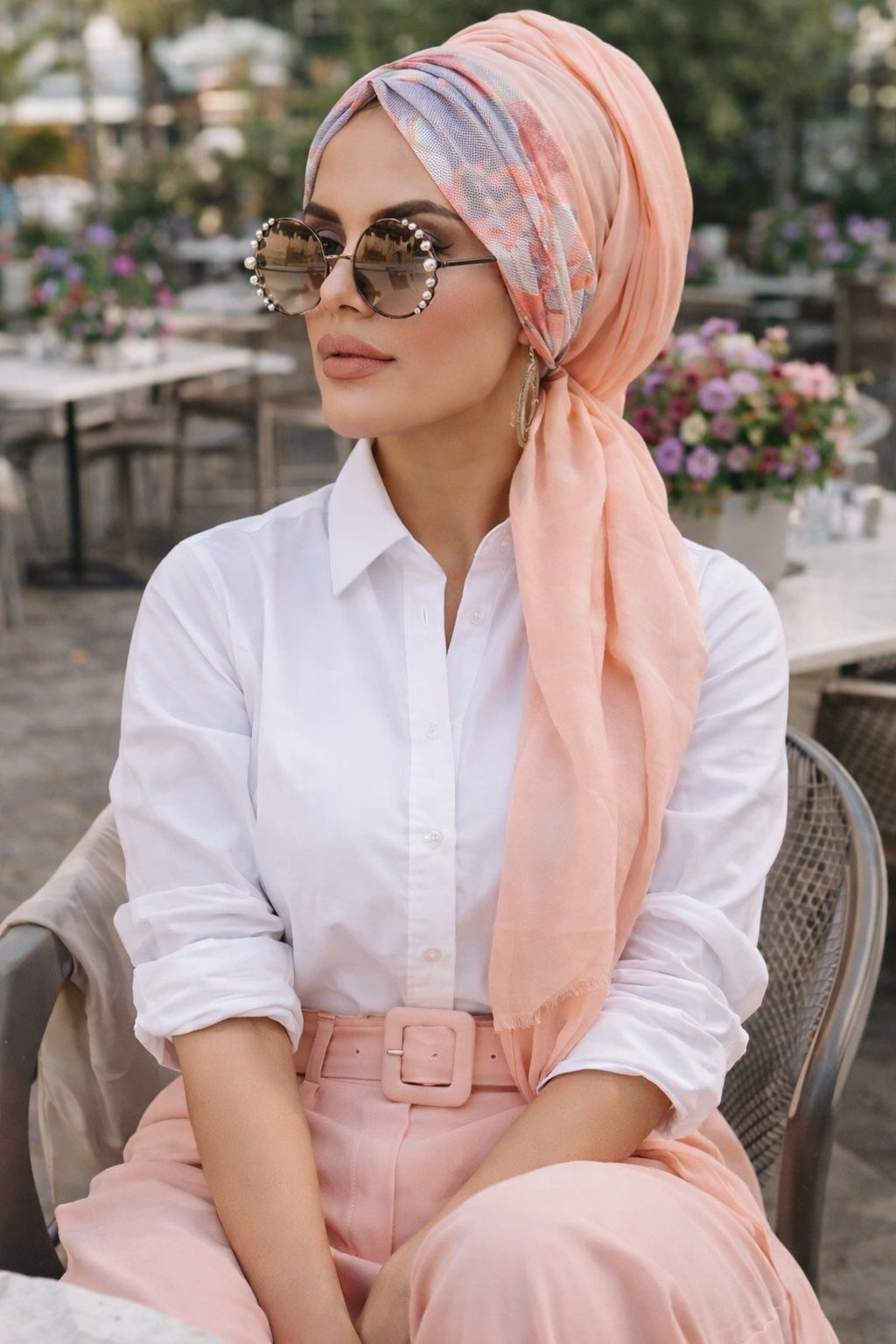 Somon Çiçek Çiçek Desen Hazır Şal